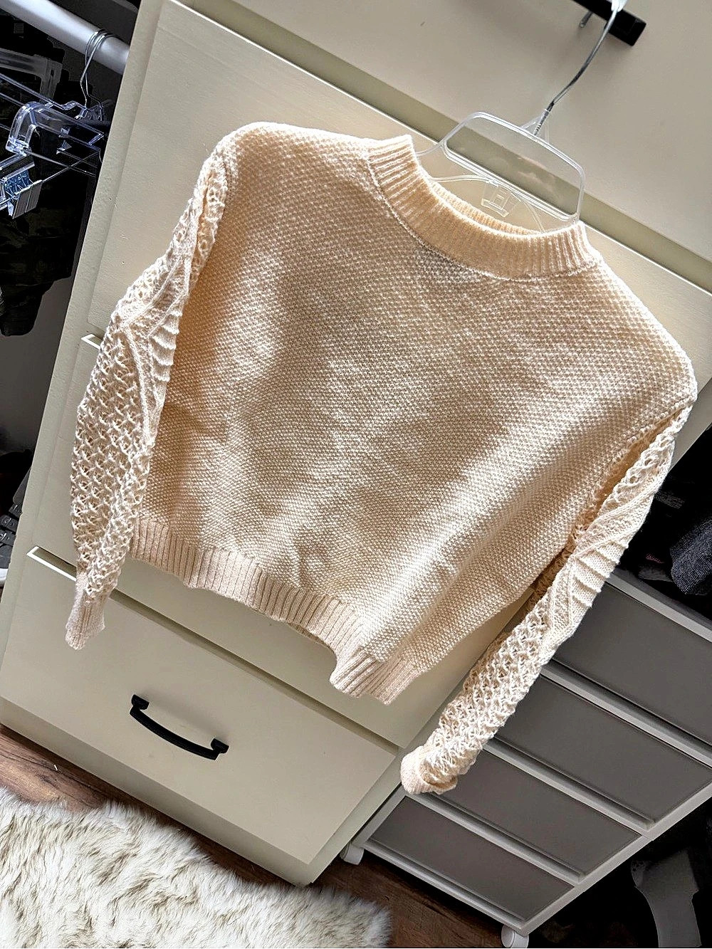 FME Open Knit Sweater in Cream Size Small